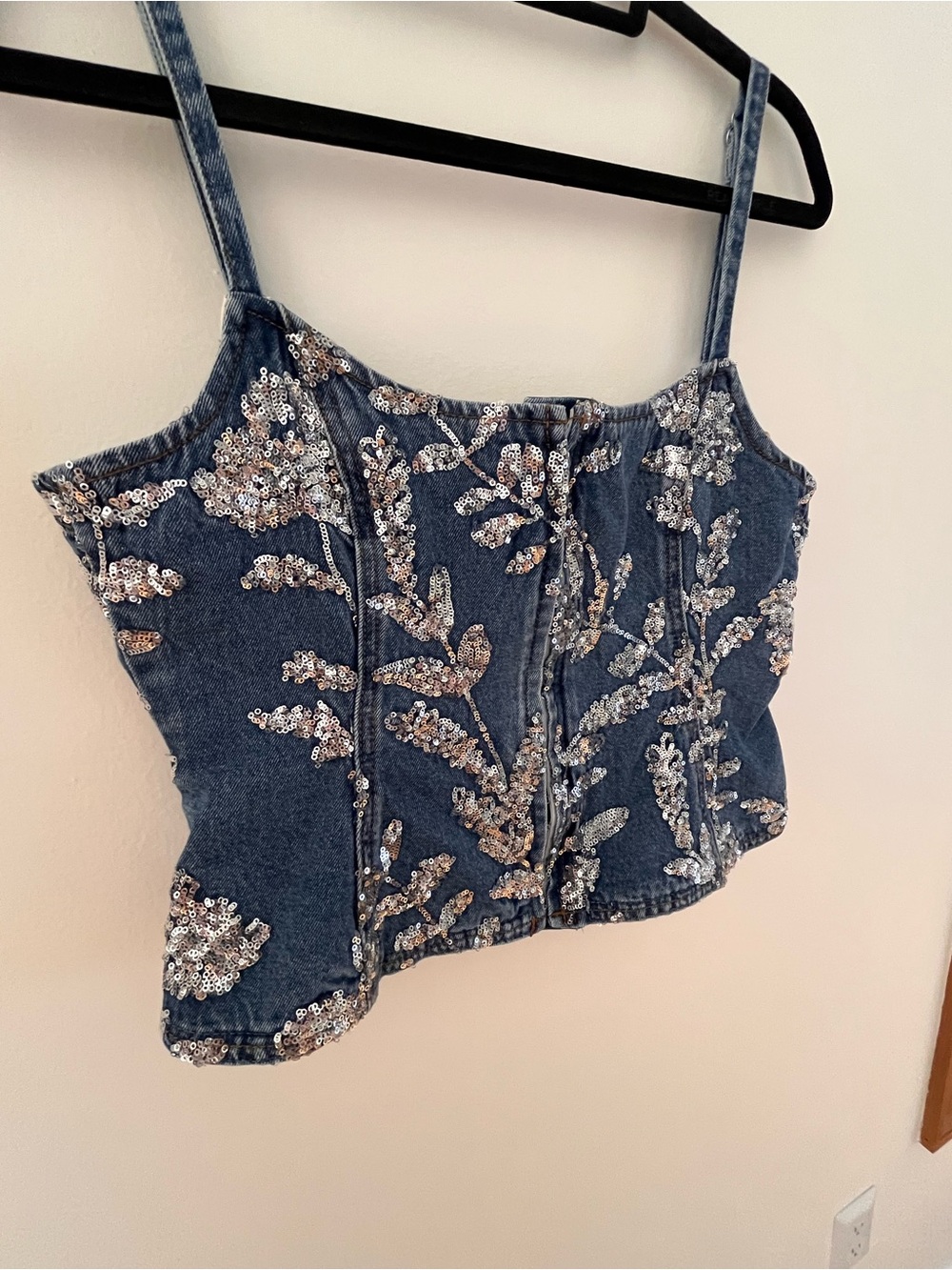 Nasty Gal Denim Sequin Corset Top - Picture 4 of 7